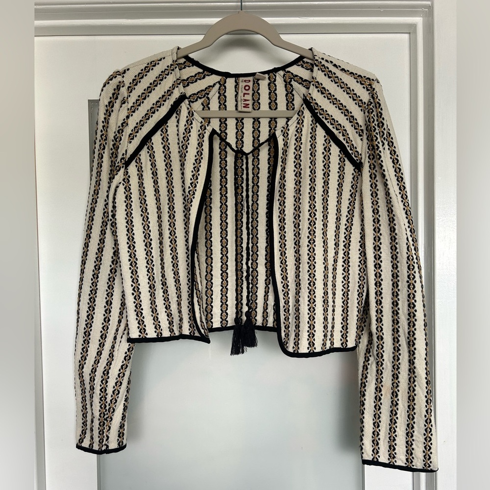 Anthropologie short patterned open jacket
